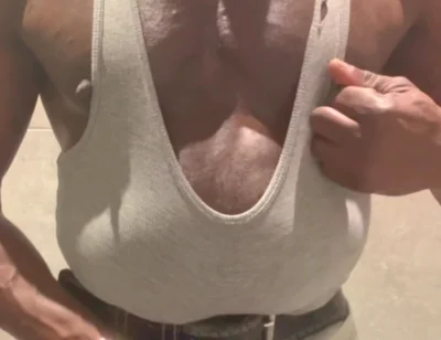 Black Muscle Stepdad Revealing Singlet Bate Cum Post Gym Shower