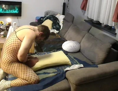 Fishnet Alex Creampies and Felches His Rubber Ass
