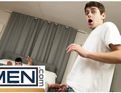 Men - Hatler Gurius Self Fucks His Hole, Then His Roommate Joey Mills Walks In To Help Him