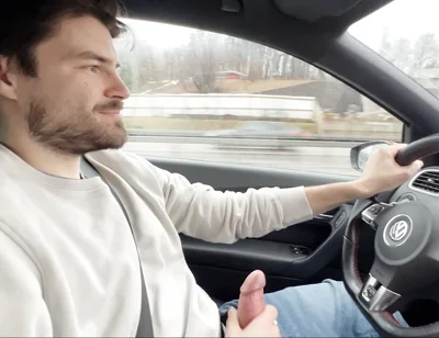 Almost Crashed the Car When I Jerked Him off and Him After His Orgasm