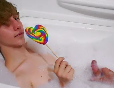 Age play handjob in the bathtub