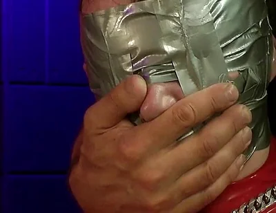 Rikki Tape Gagged & Face Slapped Latex Bound on Chair, Full Head Wrap