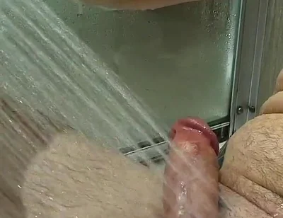 Risky Public Shower Head Frenulum Cum. Wanting to Get Caught in the Gym Showers.
