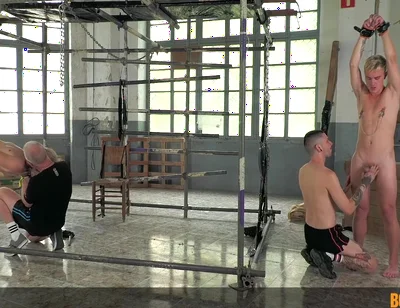 Dom Stepdaddy Uses Two Twinks : Master Kane Bounds And Torments Two Blonds - Sebastian Kane, Jan Blatnik And Mitch Schif