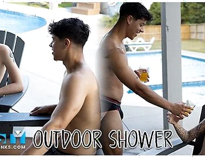 Nastytwinks - Outdoor Shower - Jay Angelo Takes Shower When Jordan Haze Joins, Bareback Shower Fuck
