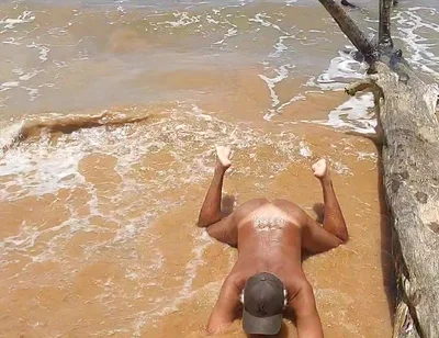 Naked Ladysilva on the Beach Showing off Her Tanned Hot Ass with Sexy Mark