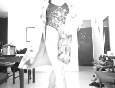 She Happily Opens Her Autumn Coat and Shows Everything That Is Underneath.