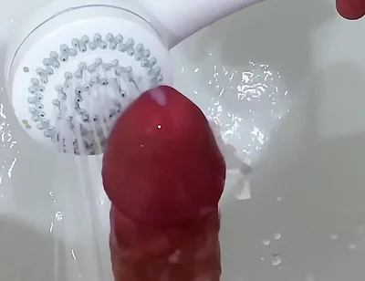 Shower Head Frenulum Orgasm and Cum