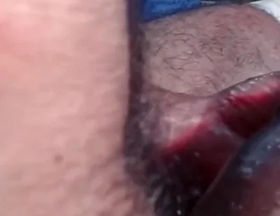 Dark-skinned Latino Man Playing with His Sex Toy and Masturbating His Thick, Uncut Cock