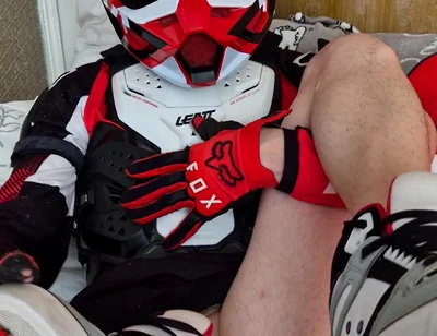 In Biker Gear, He Brought to Orgasm