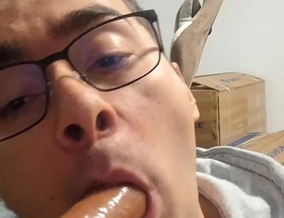 College Boy Sucks Stepdaddy's Cock Until He Cums in His Mouth (dildo)