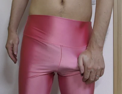 Masturbation with Satin Pink Leggings