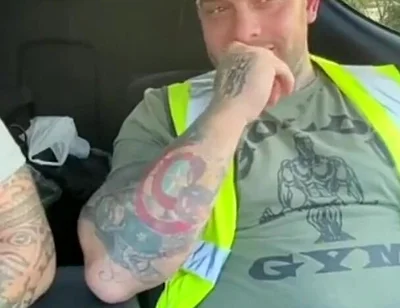 Builders Have a Jerk in the Car at Work