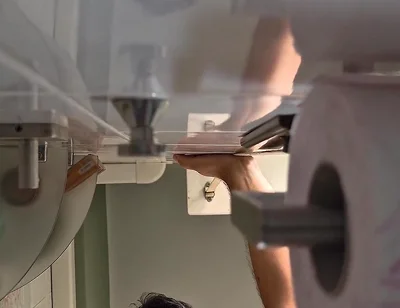 POV Muscular Bear Jerks off in the Toilet.