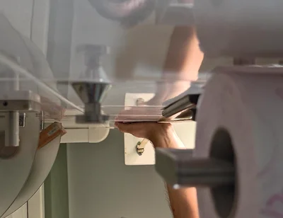 POV Muscular Bear Jerks off in the Toilet.