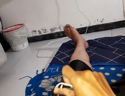 Wearing Satin Pink Lingerie Inside Shorts and Cum Into It