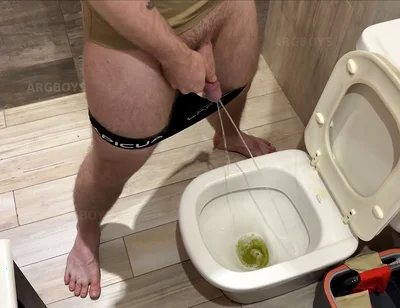 He Kisses My Big Hard Cock While I Pee