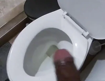 Stroking My BBC Peeing in the Toilet POV
