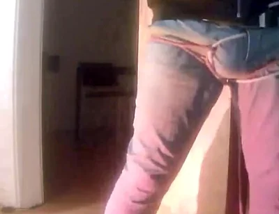 Pee Desperation: Tied up Guy Tries to Withstand While His Cock and Balls Are Played with. He Gets a Boner and Finally Wets Himself