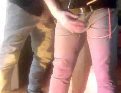 Pee Desperation: Tied up Guy Tries to Withstand While His Cock and Balls Are Played with. He Gets a Boner and Finally Wets Himself