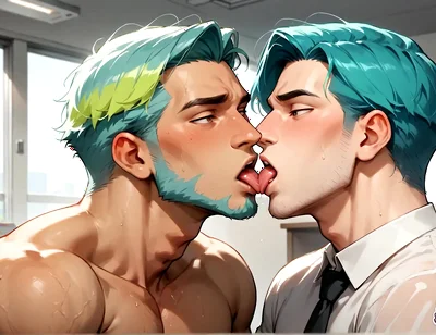 The Teal-haired Muscle Lover Fills the Office Orgy Quota with His Freshest Honey - Wow, First-time XXX!