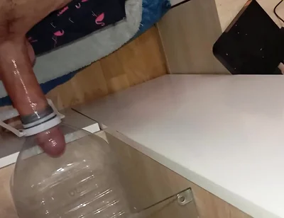 The Stud with the Big Cock Is Eager to Fuck an Ass, Cumshot in the Mouth of the Bottle!