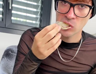 Hot Gabriel Pleasuring Himself and Eating His Cum!