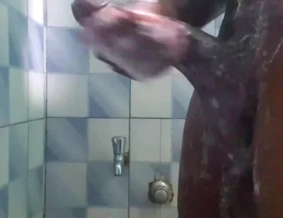 20y BBC Nasty Jerking off in His Shower Cleaning up His Cock