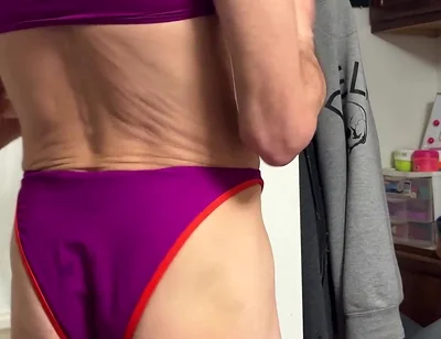 Crossdresser Cdmichelle Wearing Pink Bikini Got From Thrif Store