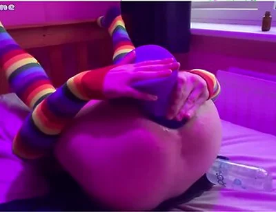 Size Queen Femboy Raine Stretched By Huge Toys!