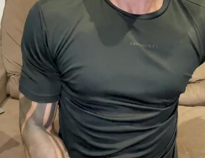 Sunday, Black T-shirt Covered of Cum!