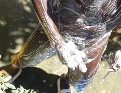 Mature Hard Black Dick Gets Real Shower