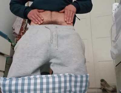 The Fitness Trainer Jerks off Inside His Pants and Shows You His Cock