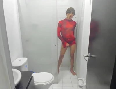 Colombian Femboy Juicy Ass Twerk with Dildo in the Shower