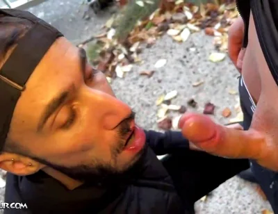 Big french cock sucking face cum load