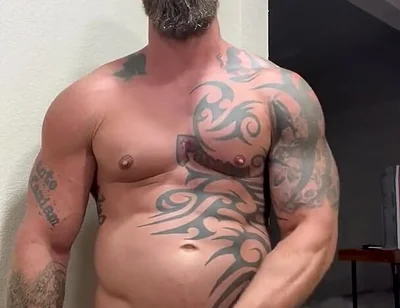 Tattooed Viking Flexes While Stroking for You