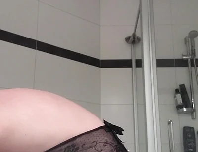 Straight Boy in Black Sexy Lingerie