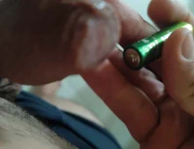 Inserting Electric Batteries Inside the Wet Dick