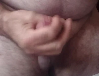 Handsome Mature Chubby with Big Fat Cock Masturbating with His Very Hard Cock Until He Cums a Lot