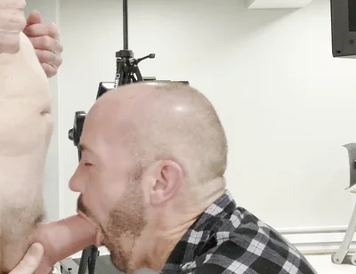 Daddy Pumps His Big Cock and Gets His Cock Used by His Buddy.