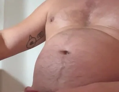 Jerking off in the Morning, Rubbing My Belly, Man Tits, and Nipples. Dripping with Precum and Lots of Cum.