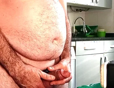 Chubby with Big Fat Cock, Fucking My Ass with Huge Plug, and Handjob Machine