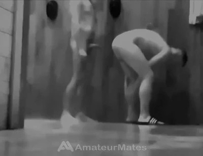 Amateur Guys Caught Having Fun in the Gym's Public Shower