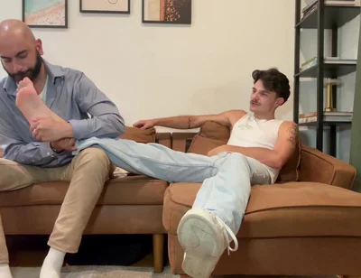 Licking master stinky feet cuming