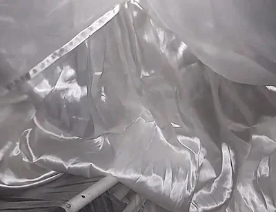 Cum Flows on Satin Wedding Dress