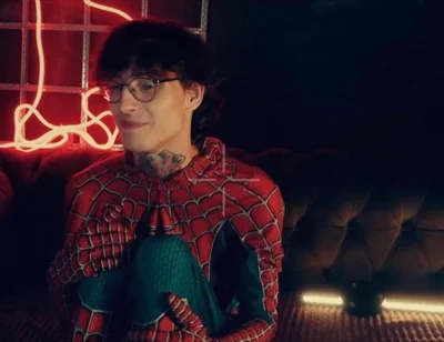 Spider Man Costume. Bottom Boy a Pose. Ass Hole