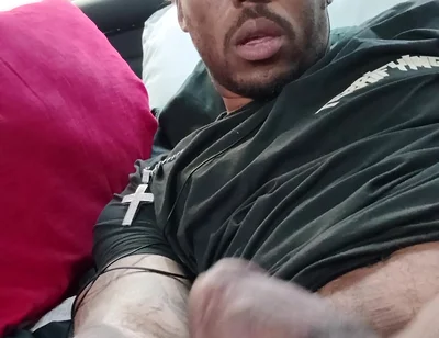 Stroking my hard bbc for you until I cum