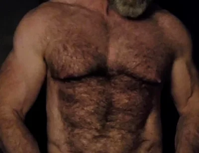 Hairy Muscle Bear Showing off