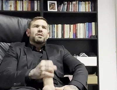 Handsome Guy Masturbates in Suit