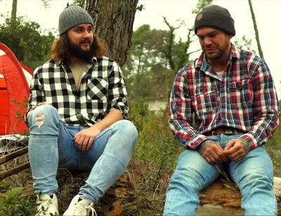 Two Friends Jerkoff in the Forest